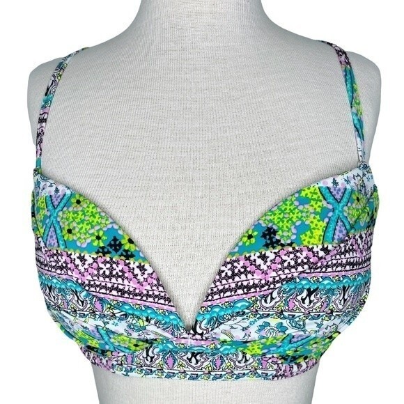 Victoria's Secret Bikini Top 36C * The Angel Convertible Underwire Paisley Swim - Picture 1 of 9